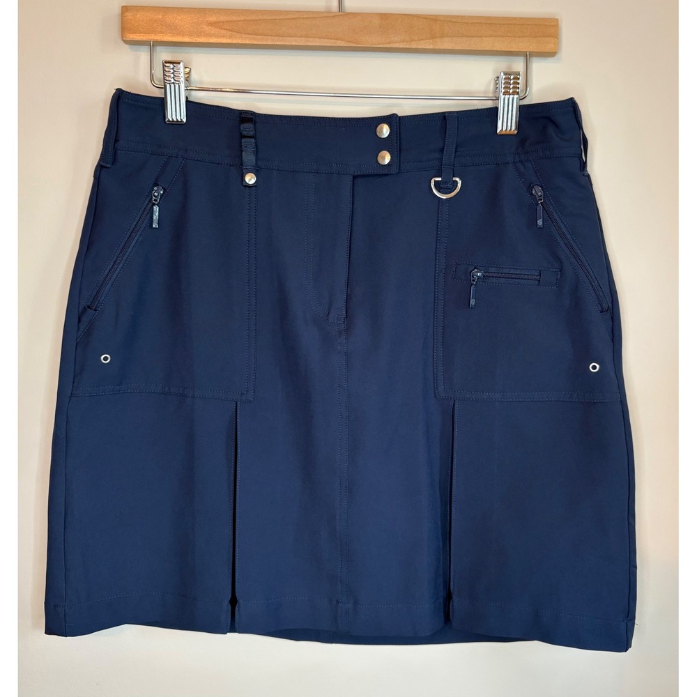 GGblue Luxe Sport Navy Blue Golf Skort Women Size 4 Zipper Pockets Kick Pleat